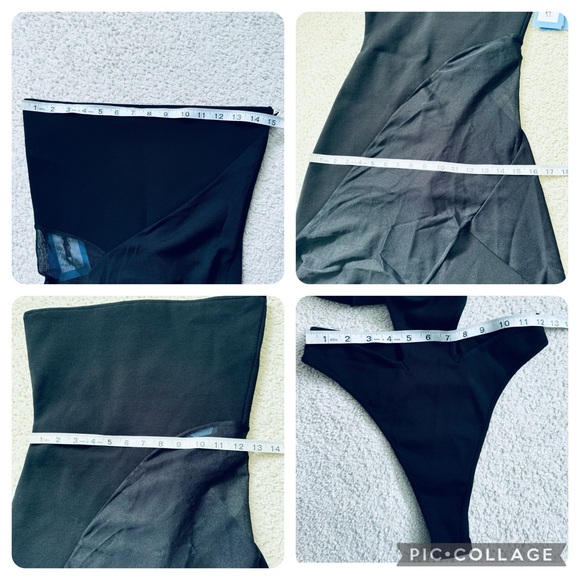 Mugler Illusion Asymmetrical cut out Panel Strapless mesh mixed media dress M - Picture 14 of 17